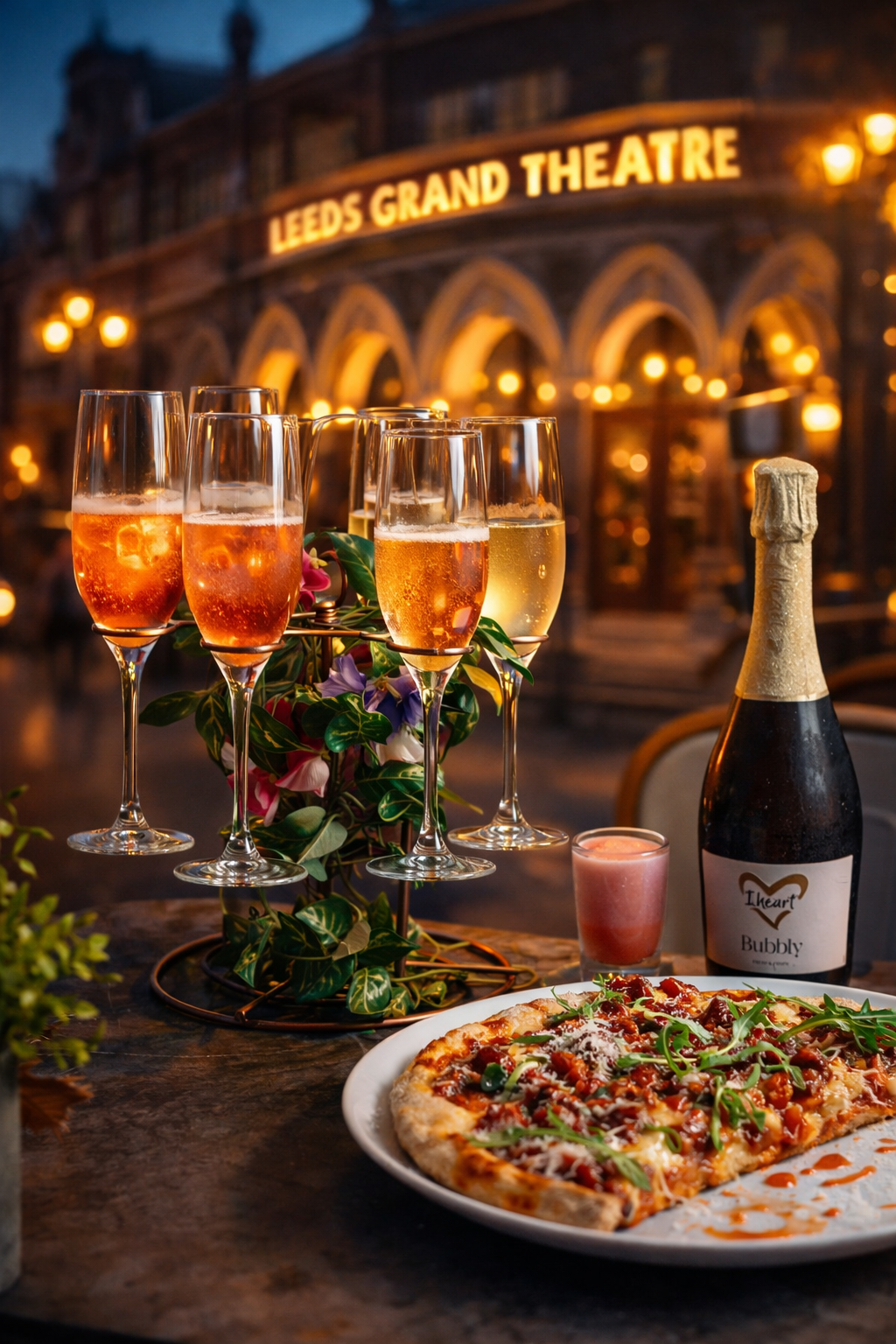 Bottomless brunch near Leeds Grand Theatre with prosecco and pizza at Nesso Leeds