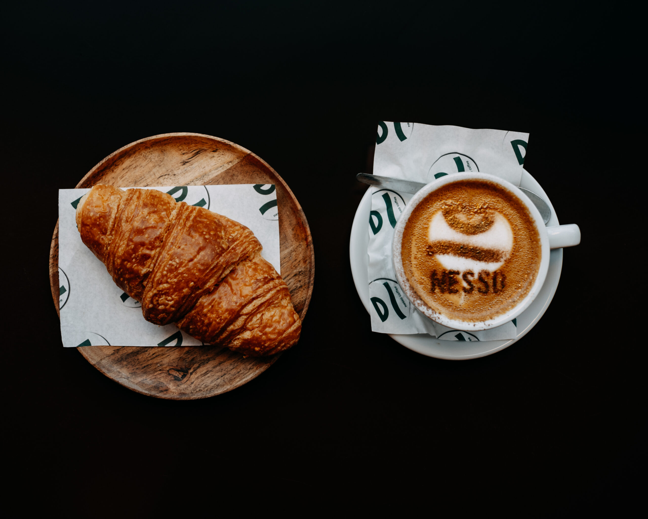 Matcha latte and flat white at Nesso Coffee Leeds city centre