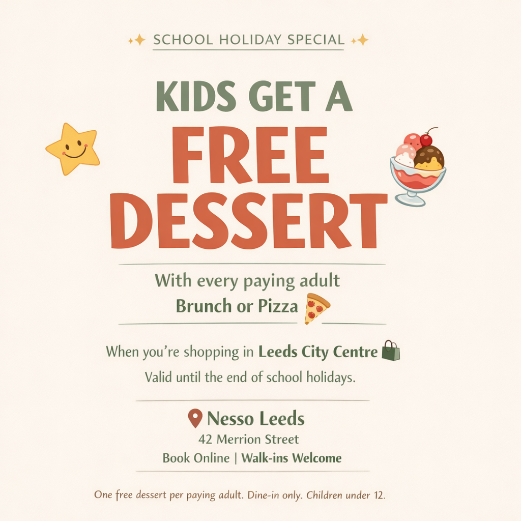 Kids eat free Leeds offer at Nesso Coffee on Merrion Street